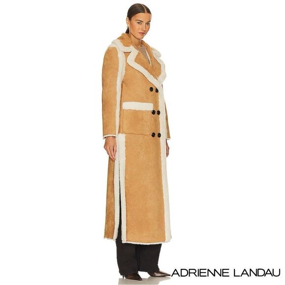 Adrienne Landau **NWT** (Revolve) Faux Shearling Reversible Camel & Ivory - Picture 5 of 7
